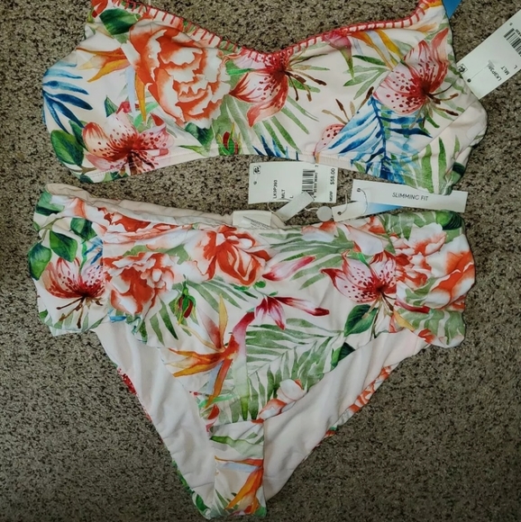 Lucky Brand Sunny San Diego Bralette 2 Piece Floral Swimsuit Set - Picture 6 of 6